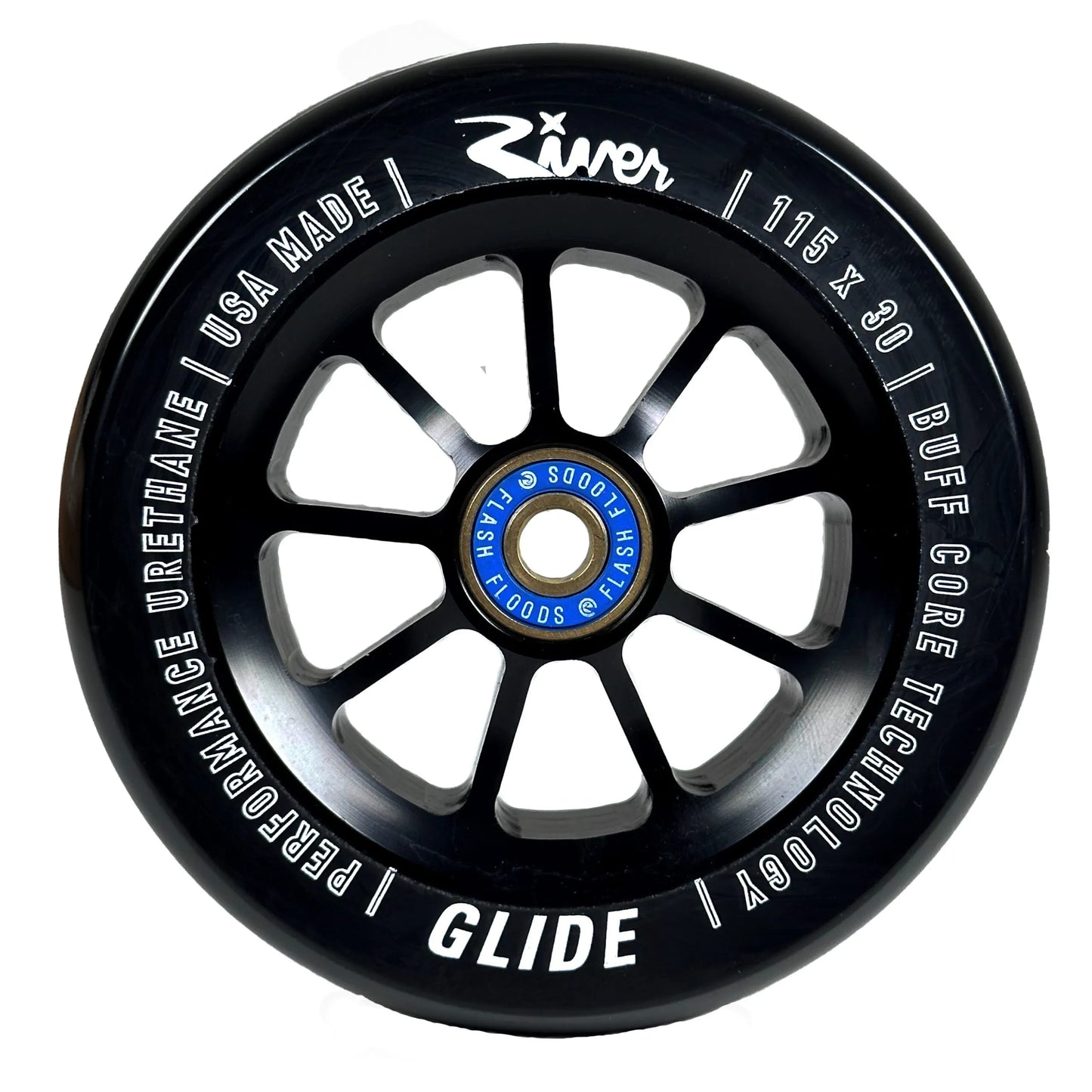 River Wheels Black/Black Glide 115x30mm